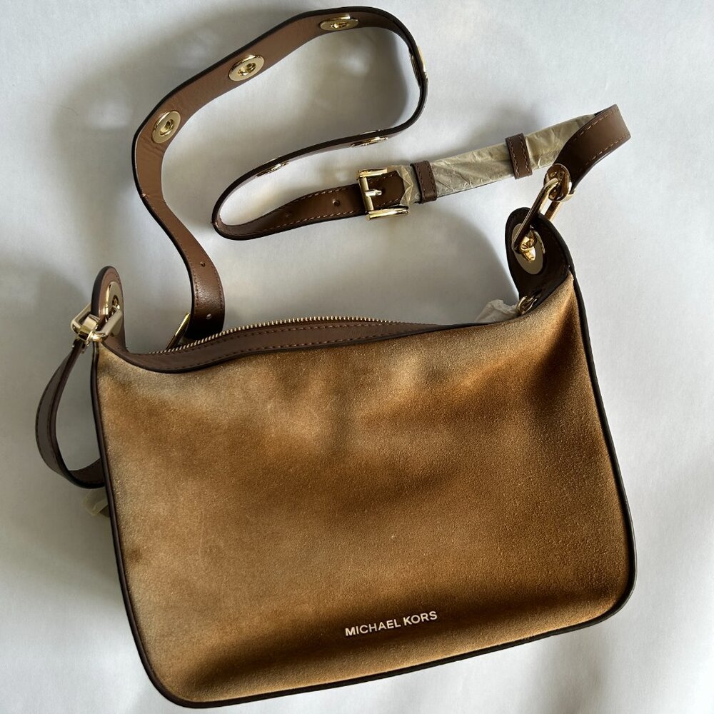 Michael Kors Raven Suede Caramel Crossbody Bag